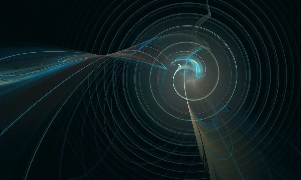 A digital abstract landscape symbolizing cosmic signals